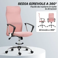 HOMCOM Sedia Ergonomica da Ufficio Girevole, Altezza Regolabile e Schienale a Rete, 63x65x109-119 cm, Rosa(m-5)