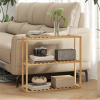 HOMCOM Scaffale da bagno in bambù regolabile, scaffale da bagno a 3 livelli, 60 x 15 x 54 cm, effetto legno naturale(m-3)