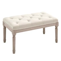 HOMCOM 80cm End of Bed Bench, Window Seat, Tufted Bench for Bedroom, Hallway, Living Room, Cream White(m-10)