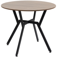 HOMCOM Dining Table, Round Kitchen Table with Black Legs, Anti-slip Foot Pads for Living Room, Dining Room 90 x 76 cm, Brown