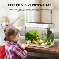 PawHut Acquario per Pesci Rossi 17L con Luci LED, Pompa d'Acqua e Sistema di Filtraggio, 35x21x31 cm, Bianco(m-7)