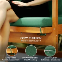 Outsunny 3 Seater 2-in-1 Wooden Garden Swing Seat Swing Chair Outdoor Convertible Hammock Bench Furniture Lounger Bed Wood, Dark Green(m-7)