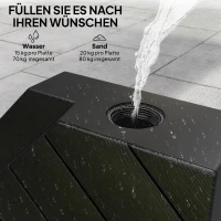 Outsunny Basisgewichte für Sonnenschirmständer, mit Wasser und Sand befüllbar, Kunststoff, 80L x 80B x 13H cm, Schwarz(m-5)