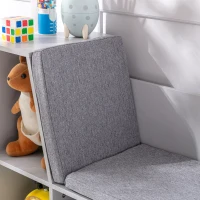HOMCOM 2-en-1 Etagère pour Enfants + Banc avec Coussin 103 cm × 30 cm × 62 cm Blanc + Gris(m-5)