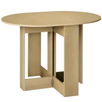 HOMCOM Mesa de Cocina Plegable con 2 Alas Abatibles Mesa Plegable para 2-4 Personas 104x76x73,7 cm Roble(m-10)