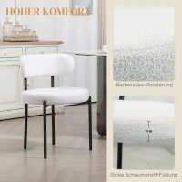 HOMCOM 2er-Set Esszimmerstühle, Fleece-Polsterung, Stühle mit Polstersitz, Metallbeine, Cremeweiß(m-5)