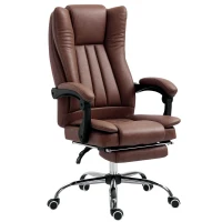 Vinsetto Home Office Chair Microfibre Desk Chair with Reclining Function Armrests Swivel Wheels Footrest Brown(m-10)