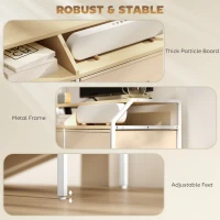 HOMCOM TV Stand Cabinet, TV Unit for 55-inch TVs with 2 Foldable Fabric Drawers, 5 Divided Side Pockets, Open Shelves, Console Table for Living Room, Bedroom, Entertainment Room, Natural Wood Finish(m-6)