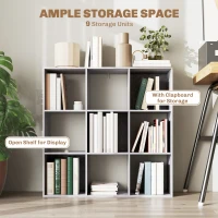 HOMCOM Nine-Cube Storage Shelf - Marble Grey(m-4)