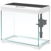 PawHut Acquario per Pesci Rossi 17L con Luci LED, Pompa d'Acqua e Sistema di Filtraggio, 35x21x31 cm, Bianco(m-10)