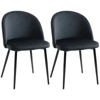 HOMCOM Lot de 2 chaises salle à manger chaise de cuisine scandinave chaise en velours rembourrée avec pieds effilés en métal(m-12)