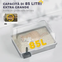 PawHut Lettiera per Gatti Impermeabile con Pareti Rialzate, Vassoio e Paletta, in ABS, 71x50.8x35.5 cm, Bianco(m-6)