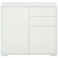 HOMCOM Aparador para Cocina con 2 Puertas 2 Cajones Marco de Blanco Brillante Estante Ajustable Apertura a Presión Armario de Almacenamiento para Dormitorio Salón 79x36x74 cm Blanco(m-11)
