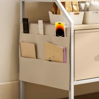 HOMCOM TV Stand Cabinet, TV Unit for 55-inch TVs with 2 Foldable Fabric Drawers, 5 Divided Side Pockets, Open Shelves, Console Table for Living Room, Bedroom, Entertainment Room, Natural Wood Finish(m-9)