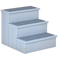 PawHut Escalera para Mascotas 3 Peldaños con Espacio de Almacenaje y Alfombra Antideslizantes Portátil 40,5x44,5x38 cm Gris(m-10)