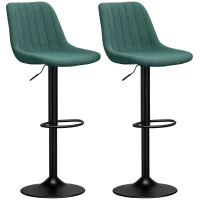 HOMCOM Set of Two Chenille-Feel Tub Bat Stools - Green(m-10)