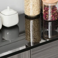 HOMCOM Cómoda Mueble de Almacenamiento Buffet 2 cajones 2 Puertas con estante 79x36x74 cm Negro brillante(m-7)