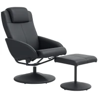 HOMCOM Faux Leather Reclining Chair and Footstool - Black(m-10)