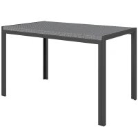 Outsunny Mesa de Comedor de Jardín Exterior de Ratán Sintético para 4 Personas con Estructura de Metal 120x70x72 cm Gris y Negro(m-11)