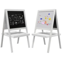 AIYAPLAY Tableau chevalet enfant 2 en 1 face ardoise magnétique et face tableau noir à craie blanc(m-1)