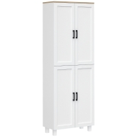 HOMCOM Mobile Dispensa da Cucina in Legno con 5 Ripiani Regolabili e 4 Ante, 60x30x170.5 cm, Bianco e color Legno