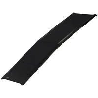 PawHut Rampa Plegable para Perros de Aluminio con Superficie Antideslizante Asa y Gancho Carga 60 kg  158x43,5x2,5 cm Negro(m-10)