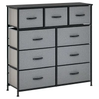 HOMCOM Nine Drawer Fabric Dresser - Grey(m-10)