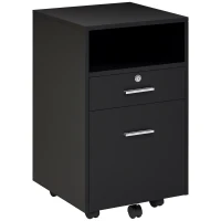 Vinsetto Archivador de Oficina Portadocumentos de Madera con 2 Cajones y Estante Abierto, 39x40x65 cm, Negro(m-5)