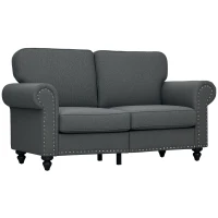 HOMCOM Two-Seater Mid-Century Sofa, with Pocket Springs - Charcoal Grey(m-10)