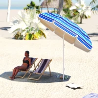 Outsunny Sombrilla de Playa Grande con Protección UV UPF50+ Inclinación Ajustable y Bolsa de Transporte Ø180x196 cm Multicolor(m-9)