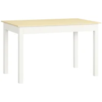 HOMCOM Mesa de Sala de Jantar de Madeira Retangular para 4-6 Pessoas Estilo Moderno 119x70x76 cm Carvalho e Branco(m-10)