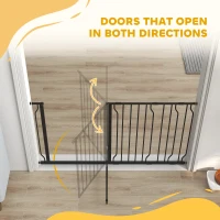 PawHut Extra Wide Dog Safety Gate, with Door Pressure, for Doorways, Hallways, Staircases - Black(m-8)