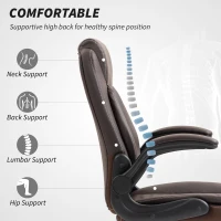 HOMCOM Faux Leather Office Chair. with Flip-Up Armrests - Brown(m-4)