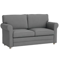HOMCOM 2-Sitzer-Sofa, Kompakte Wohnzimmercouch, Stoff in Leinenoptik, weiche Sitzkissen, Stahlrahmen, Dunkelgrau(m-10)