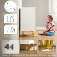 HOMCOM Aparador de Entrada con 2 Puertas y Estantes Ajustables para Cocina Sala 80x40x75 cm Blanco Brillo(m-7)