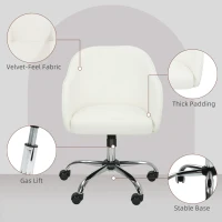 HOMCOM 46-56 cm Velvet-feel Office Chair - Cream(m-6)