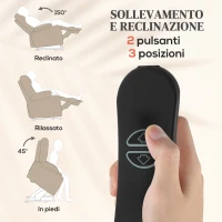 HOMCOM Poltrona Alzapersona Massaggiante e Reclinabile con 2 Tasche e Telecomando, 93x104x105 cm, Beige(m-4)