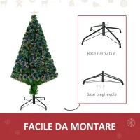 HOMCOM Albero di Natale Artificiale 120cm con Fibre Ottiche e Luci LED, Albero di Natale Luminoso con 130 Rami, Verde(m-5)