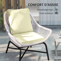 Outsunny Ensemble de 2 coussins d'assise avec dossier, coussin d'assise et de dossier extérieur et intérieur, crème(m-4)