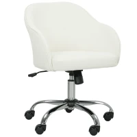 HOMCOM 46-56 cm Velvet-feel Office Chair - Cream(m-1)