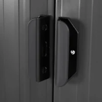 Outsunny Cobertizo de jardín Metálico 2,3 m² 207x130x182 cm Geräteschuppen con Techo en Voladizo Ventana Marco de Suelo Negro(m-5)