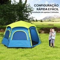 Outsunny Tenda de Campismo para 2-3 Pessoas Dobrável com Fácil Instalação e Bolsa de Transporte 280x240x155 cm Azul e Verde(m-4)