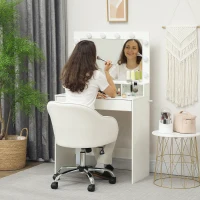 HOMCOM 46-56 cm Velvet-feel Office Chair - Cream(m-7)