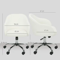 HOMCOM 46-56 cm Velvet-feel Office Chair - Cream(m-3)