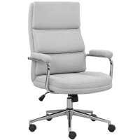 HOMCOM Fauteuil de bureau, chaise de bureau ergonomique avec hauteur réglable, fonction de bascule, 62 x 73 x 105-113 cm, gris(m-12)