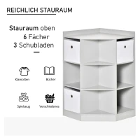 HOMCOM Opbergrek voor Kinderen, 3 Vliesladen, MDF, Kipbeveiliging, Grijs(m-5)