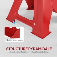 HOMCOM Lot de 2 chandelles voiture chandelles de levage capacité 6 tonnes hauteur réglable 375-592mm goupille de sécurité rouge(m-7)