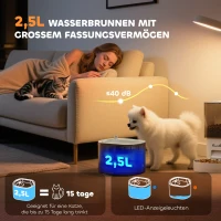PawHut Automatischer Futterspender und 2,5 L Wasserspender für kleine Hunde, Katzen Weiß(m-5)