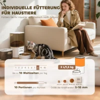 PawHut Automatischer Futterspender und 2,5 L Wasserspender für kleine Hunde, Katzen Weiß(m-4)