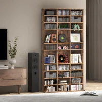 HOMCOM CD Storage Unit with Adjustable Shelves, 102 x 195 cm, Rustic Brown(m-7)